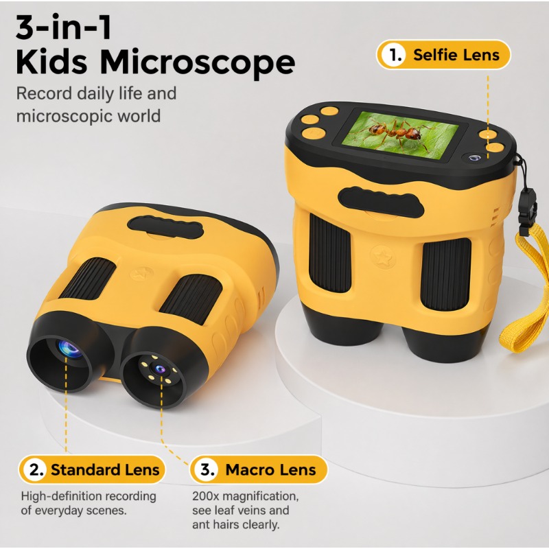 Kids Education News - 4K 1000X 顕微鏡カメラデジタル子供用長距離観察スクリーンポータブルハンドヘルドおもちゃ昆虫植物屋外用 32G