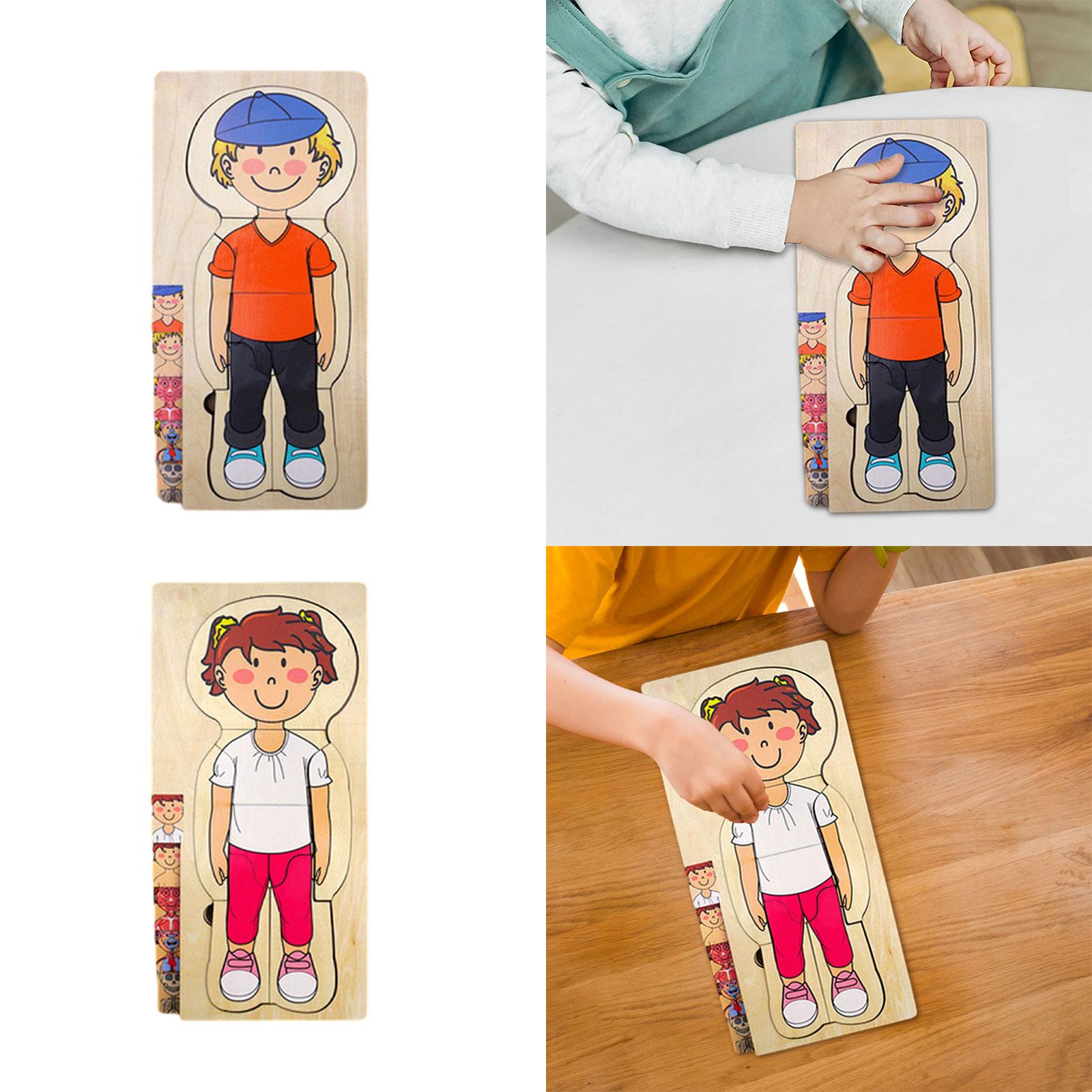 Human Body Puzzle - 木製人体パズルおもちゃ 早期教育玩具 子供向け人体パーツパズル 赤ちゃん 幼稚園 女の子