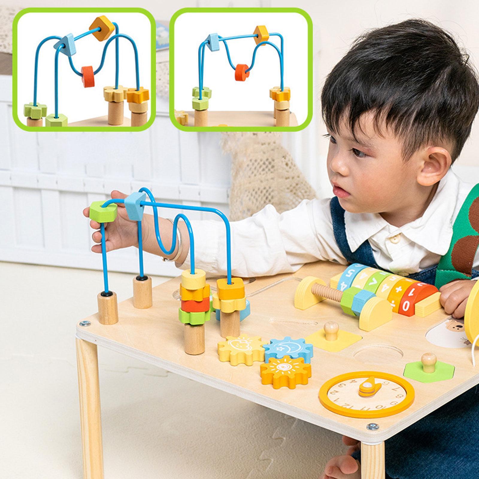 Kids Education Activities - アクティビティテーブル認識教育用ギアブロックデスクプレイテーブルシェイプソーター（1歳、2歳、3歳、4歳の子供、幼児向け）