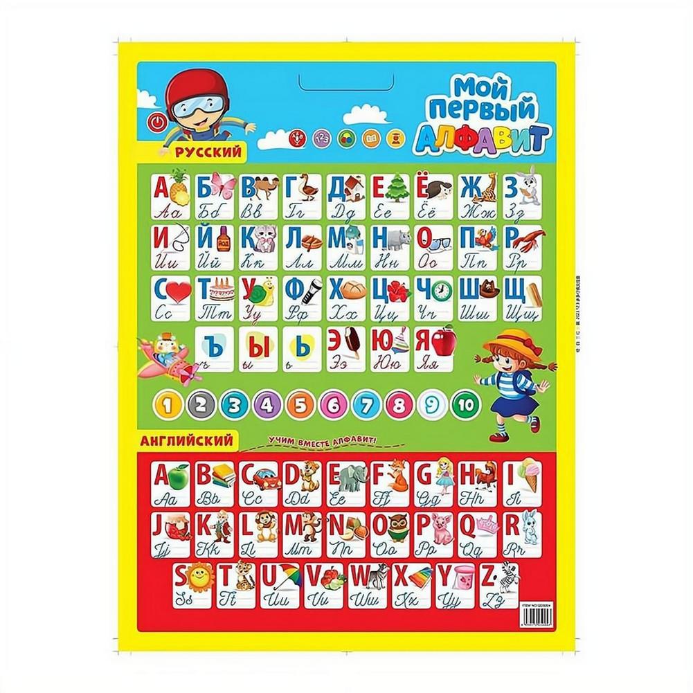 Kids Educational Posters - ロシアの電子インタラクティブアルファベットウォールチャート、話すABC、123の音楽学習ポスター、ロシアの子供向け教育用発音チャート