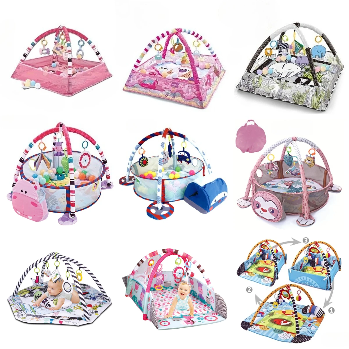 Educational Cartoon For Kids - 子供用教育フィットネスフレーム、プレイマットラック、クロールブランケット、幼児用プレイラグ、ギフト、キッズアクティビティマットジム、ベビーおもちゃ、新品