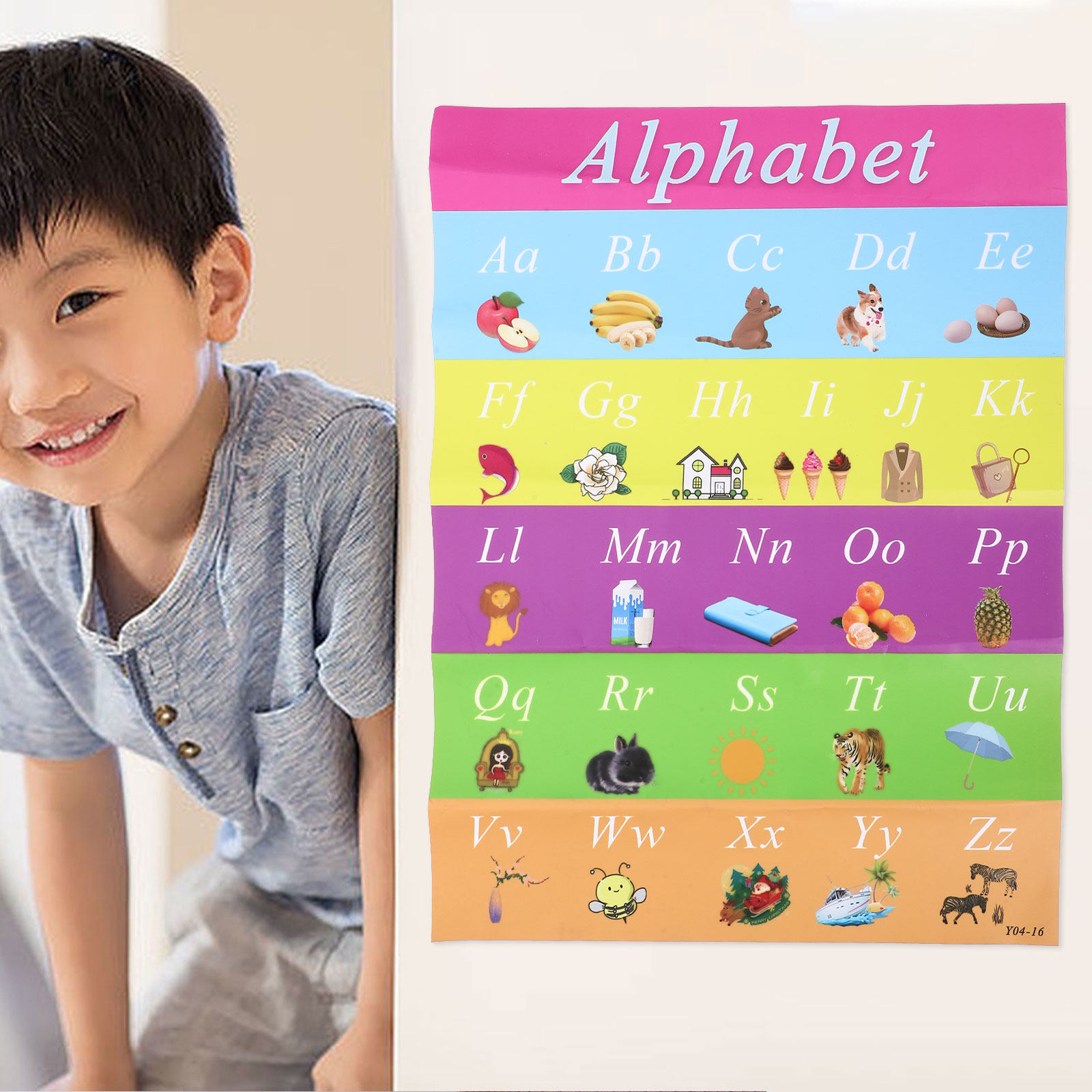 Kids Educational Posters - 早期教育用自己粘着式アルファベットチャート 子供向け英語学習ポスター 家庭・保育園用 30x40cm カラフルな教育用ウォールマップ