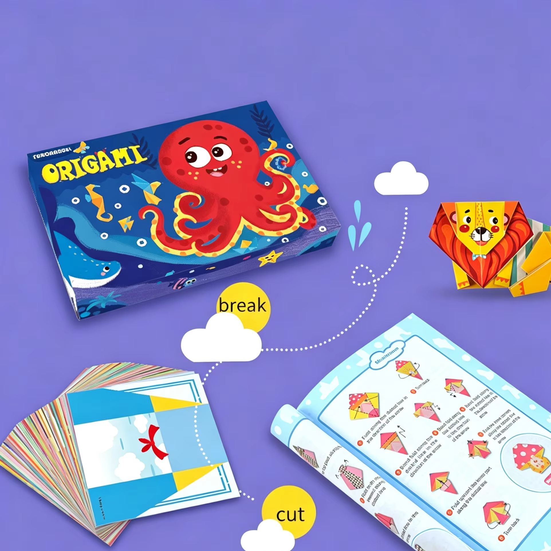 Educational Cartoon For Kids - 108ページ モンテッソーリ風漫画動物折り紙、DIY子供向け手作りアート教育クラフトおもちゃ、子供向けギフト