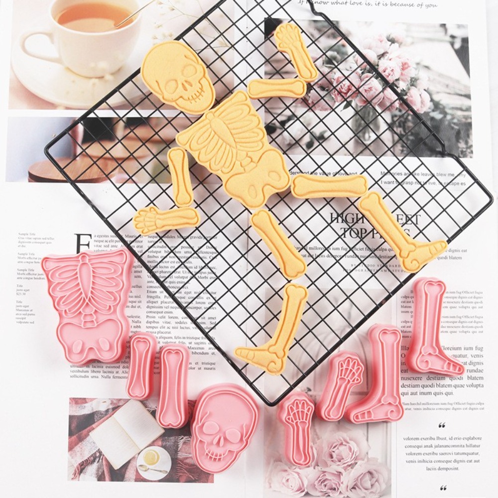 Human Body Puzzle - ハロウィンパズルフォンダンビスケット型 人体の頭蓋骨型 一体型楽しいクッキーカッター ケーキデコレーションツール