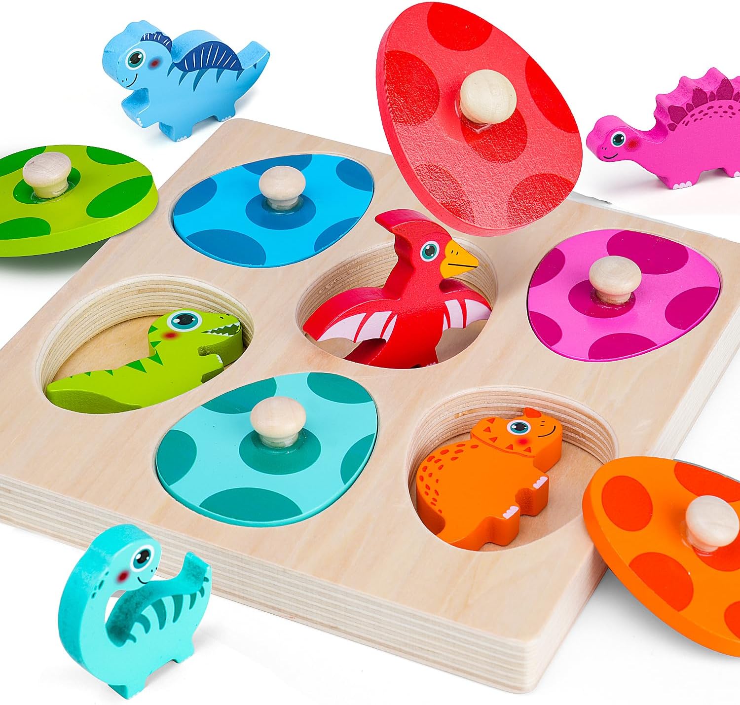 Kids Educational Box - 木製恐竜ジグソーパズルおもちゃモンテッソーリペグパズルゲーム子供幼児 3D 木製早期学習知育玩具ギフト用