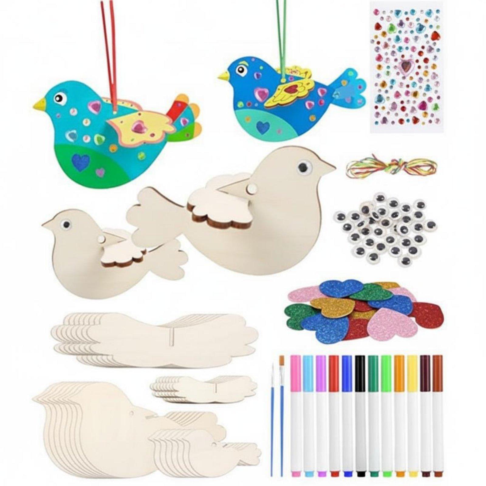 子供向けDIY木製鳥オーナメントクラフトキット 3Dパズルペ - Kids Education Activities のレビューと価格