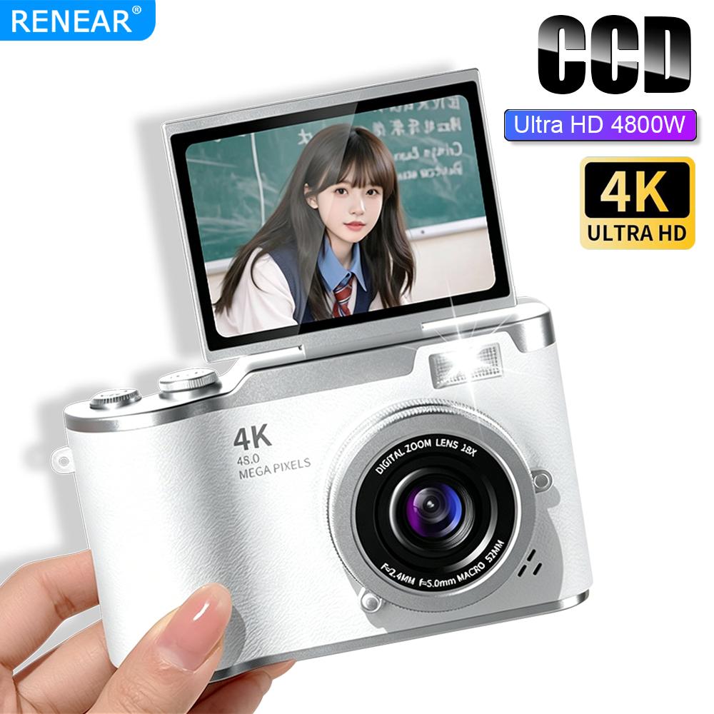ポータブル4K CCDデジタルカメラHD 48MPフリップス - Kids Education News のレビューと価格