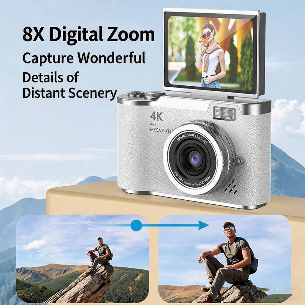 ポータブル4K CCDデジタルカメラHD 48MPフリップス - Kids Education News のレビューと価格