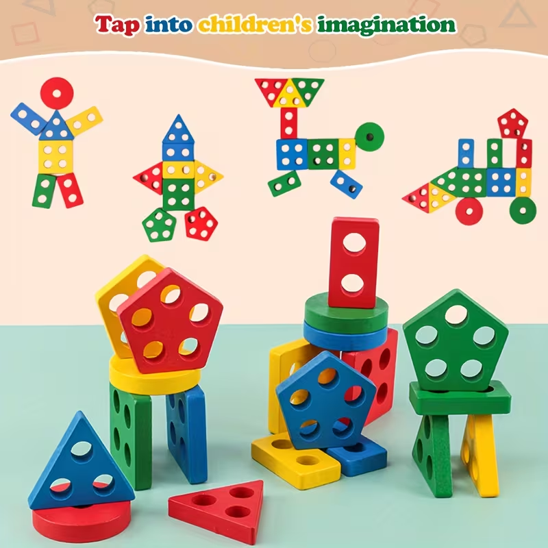 モンテッソーリ木製ゲーム赤ちゃんのおもちゃパズル幾何学教育ゲ - Kids Educational Box のレビューと価格