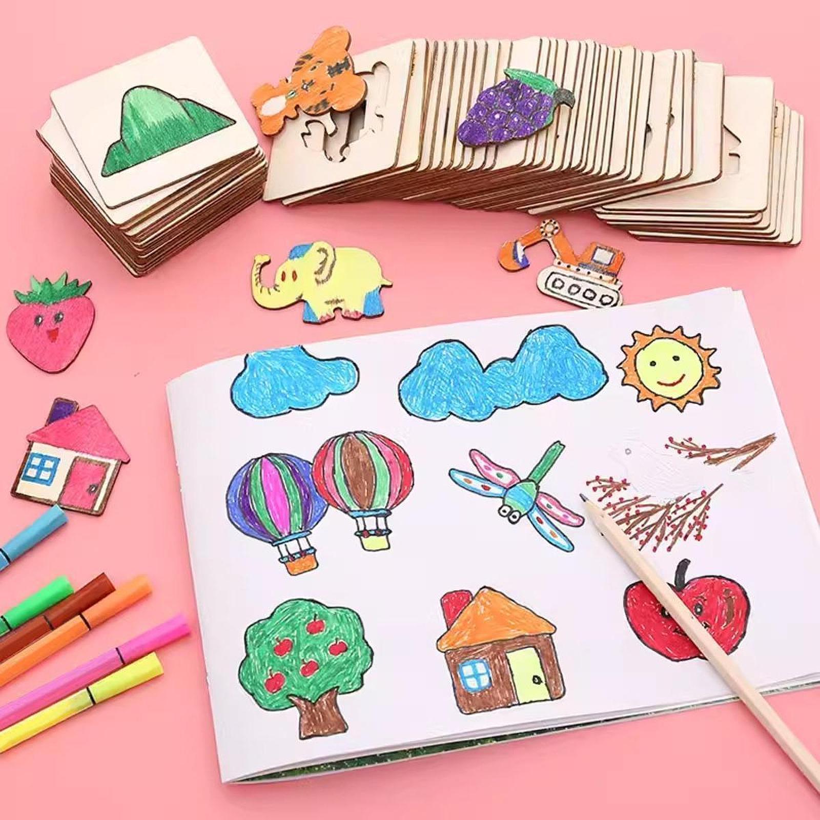 子供用お絵かきステンシル 木製幾何学テンプレート 教育用DI - Kids Education Template のレビューと価格