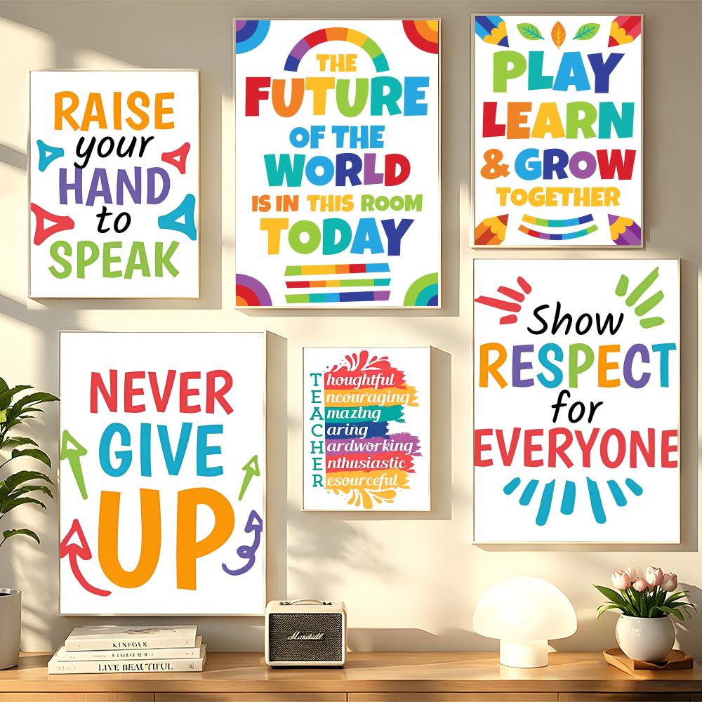 ポジティブキッド教室壁絵教育ポスターHDアート粘着壁防水ホー - Kids Educational Posters のレビューと価格