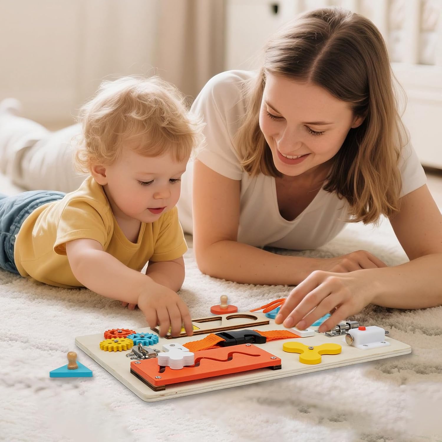 モンテッソーリ ビジーボード 幼児用 木製アクティビティ感覚 - Kids Educational Box のレビューと価格