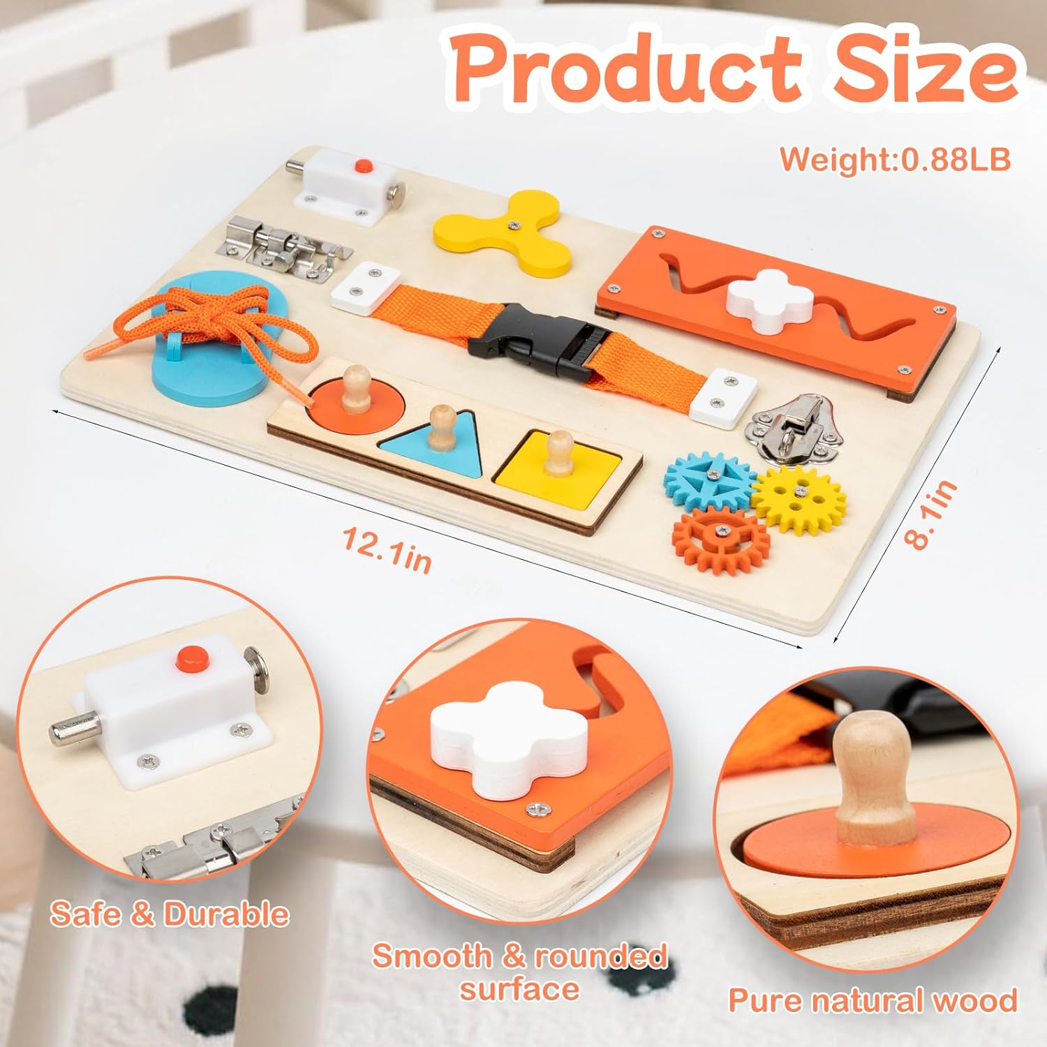 モンテッソーリ ビジーボード 幼児用 木製アクティビティ感覚 - Kids Educational Box のレビューと価格