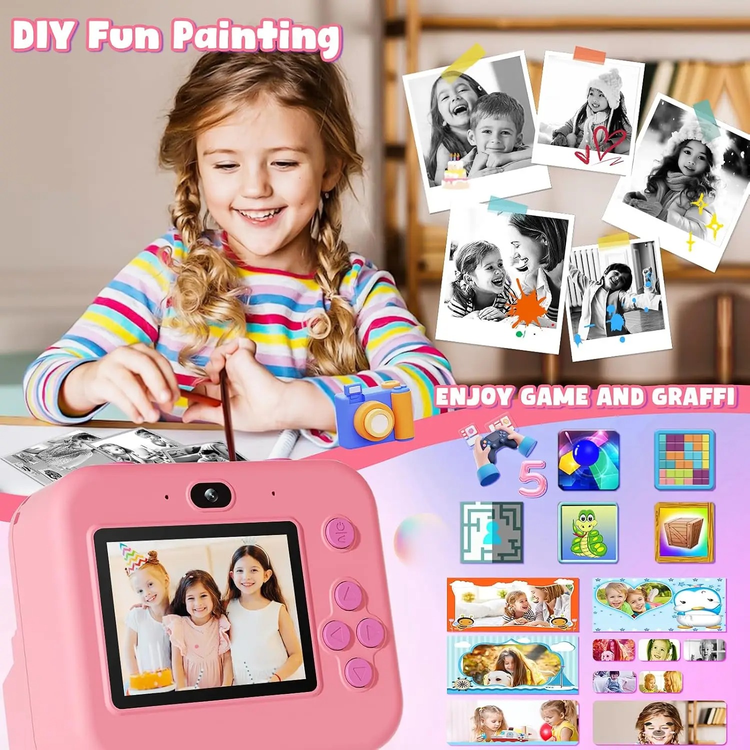 Newインスタントプリントカメラ 32 グラムカード付き熱写 - Kids Education News のレビューと価格