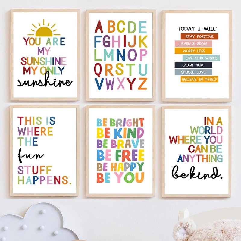 英語教育ポスター アルファベット 数字 色 形状 ウォールア - Kids Educational Posters のレビューと価格